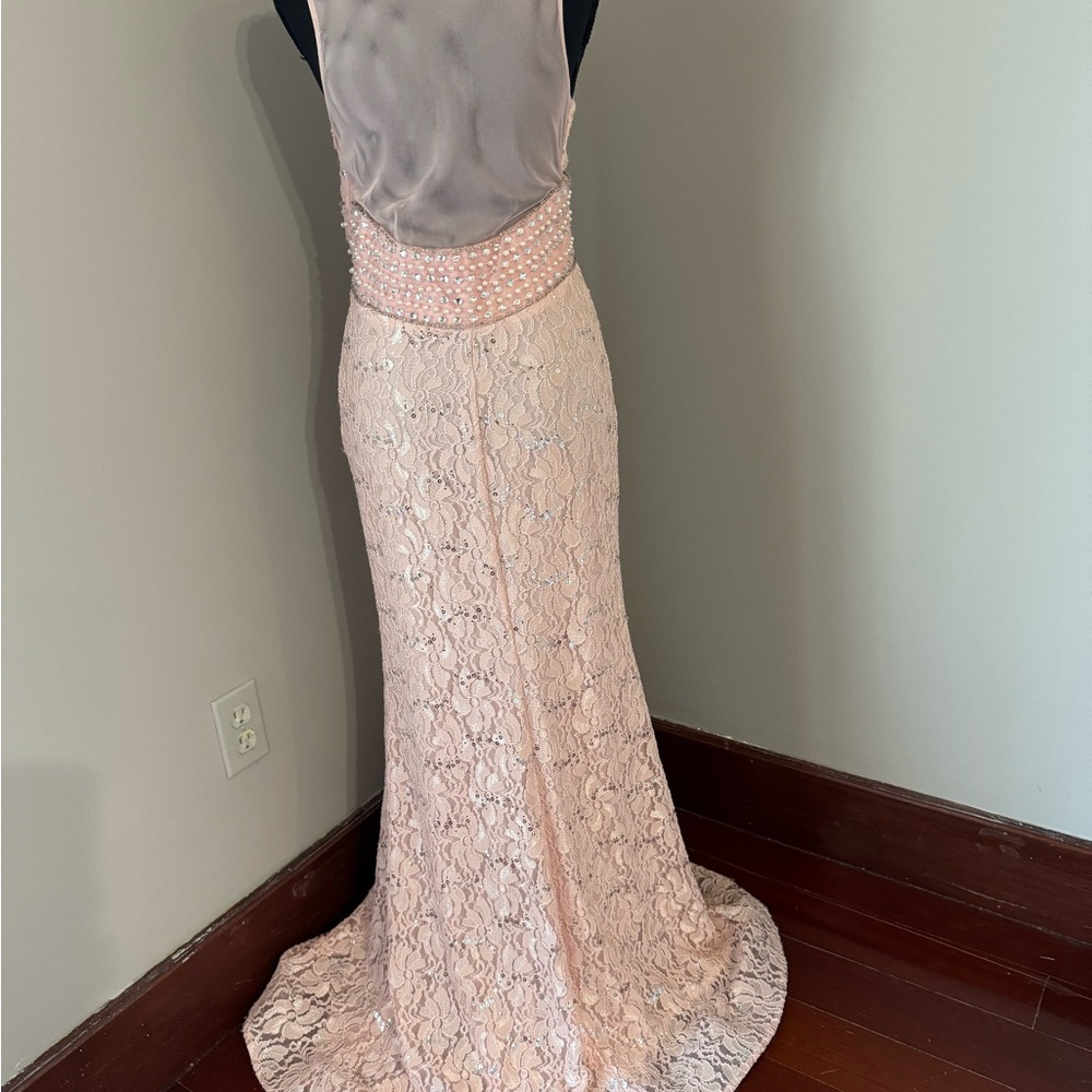My Michelle Blush Lace Prom Dress - Picture 2 of 4